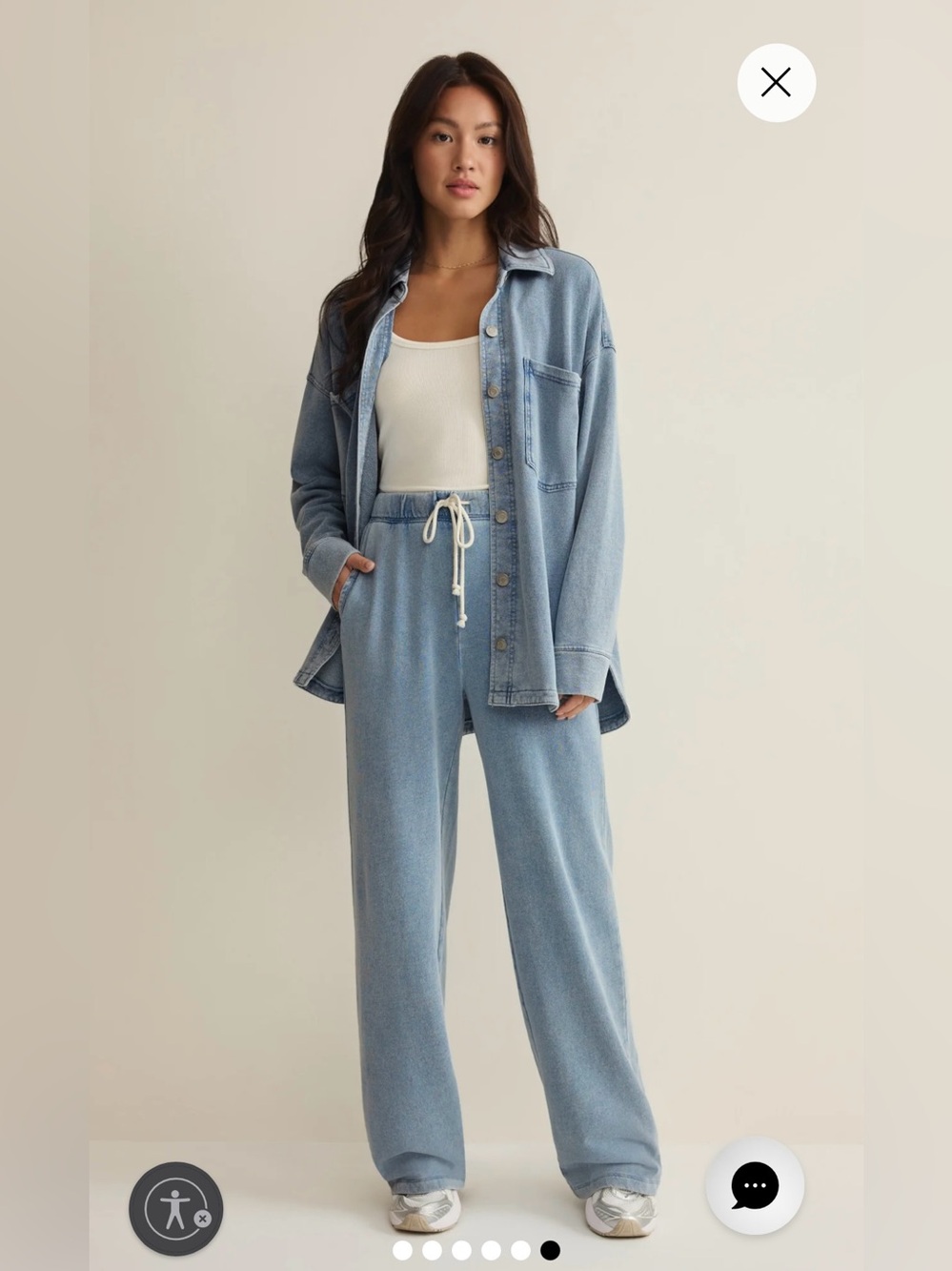 NWT 2pc Z Supply All Day Knit Denim Jacket & Hunter knit denim pants Sz S
